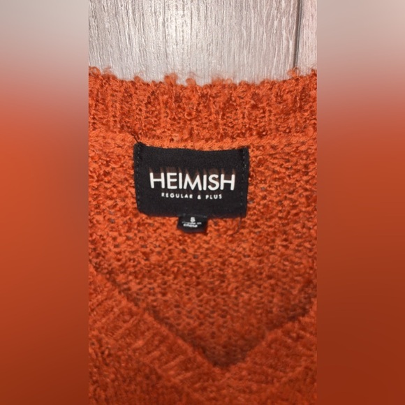 Heimish Women’s Size Small Copper Brown V-neck Sweater Relaxed Fit - Picture 3 of 6